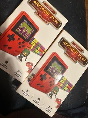 2 Arcade Red Handheld Portable Game Consoles, 200 games